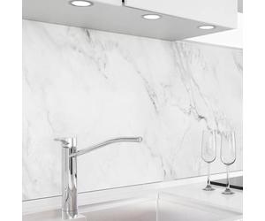 danario Crédence Adhésive pour Cuisine I Panneau mural décoratif autocollant | Protège mur cuisine | Décoration aspect mat | 0,40 mm | Blanc marbré - 60 cm x 500 cm