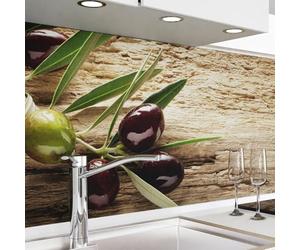 danario Crédence Adhésive pour Cuisine I Panneau mural décoratif autocollant | Protège mur cuisine | Décoration aspect mat | 0,40 mm | Olives - 60 cm x 220 cm