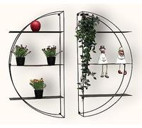 DanDiBo 96460 Étagère murale ronde en métal Noir 80 cm Décoration murale moderne