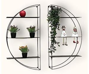 DanDiBo 96460 Étagère murale ronde en métal Noir 80 cm Décoration murale moderne