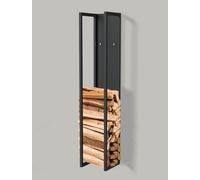 DanDiBo 96465 Étagère à bûches de cheminée en métal noir 120 cm avec paroi arrière à suspendre au mur (hauteur 120 cm)
