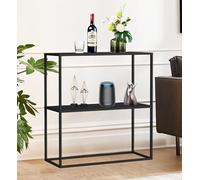 DanDiBo 96473 Table console étroite en métal avec 2 niveaux moderne 80 x 80 x 25 cm Étagère sur pied Étagère en métal avec étagère Noir