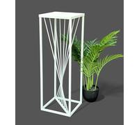 DanDiBo 96566 Tabouret à fleurs carré en métal blanc 70 cm - Table d'appoint - Colonne de fleurs - Design moderne