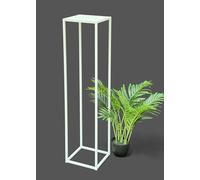 DanDiBo 96569 Tabouret à fleurs carré en métal blanc 100 cm Table d'appoint colonne de fleurs Support pour plantes moderne