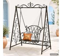 DanDiBo Balançoire hollywoodienne métal antique Balançoire de jardin 18811+1868 Fauteuil suspendu avec support fer forgé Balançoire jardin
