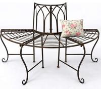 DanDiBo Banc d'arbre Métal Résistant aux intempéries Marron 127 cm 3 places semi-circulaire 121071 Banc de jardin avec dossier Banc rond