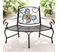 DanDiBo Banc d'arbre semi-circulaire résistant aux intempéries métal brun 96594 Banc de jardin quart de cercle fer Banc jardin antique