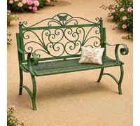DanDiBo Banc de jardin Métal Résistant aux intempéries Patine Verte 120 cm 2 places Banc 96021 Banc de parc Fer Jardin