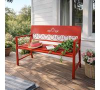 DanDiBo Banc de jardin Métal Résistant aux intempéries Rouge 120 cm 2 places Banc Passion 121495 Fer Banc de fleurs Jardin