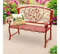 DanDiBo Banc de jardin Rosso Résistant aux intempéries 2 places Métal Rouge 110 cm 96707 Banc Banc en fer Jardin Antique Banc de parc