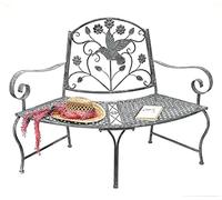 DanDiBo Banc semi-circulaire Métal Résistant aux intempéries Gris 130 cm Banc d'arbre 96013 Banc de jardin Banc de parc Banc en fer