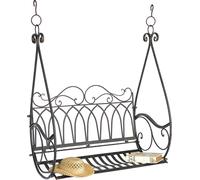 DanDiBo Banc suspendu Métal Marron Résistant aux intempéries Balançoire Gondole Fauteuil suspendu 1868 2 places Banc de jardin