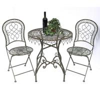 DanDiBo Ensemble de jardin en fer antique Bistroset Malega table de bistrot avec 2 chaises pliantes en métal table de jardin
