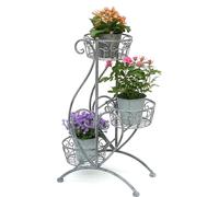DanDiBo Escalier à fleurs Métal Gris 75 cm Support à fleurs avec 3 étagères 96011 Colonne à fleurs Support à plantes Colonne à plantes Tabouret à fleurs