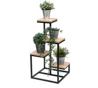 DanDiBo Escalier pour fleurs Métal Noir Bois 75 cm Escalier pour plantes Porte-fleurs 96355 Colonne pour fleurs Moderne Porte-plantes Tabouret pour fleurs