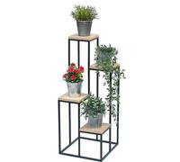 DanDiBo Escalier pour fleurs Métal Noir Bois 90 cm Escalier pour plantes Porte-fleurs 96349 Colonne pour fleurs Moderne Porte-plantes Tabouret pour fleurs