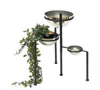 DanDiBo Escalier pour fleurs Métal Rond 46 cm Support pour fleurs avec 3 pots Argent 96082 Support pour fleurs Colonne pour plantes Support pour plantes