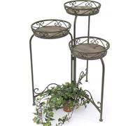 DanDiBo Escalier pour fleurs Métal Rond 72 cm Porte-fleurs avec 3 corbeilles 11136 Porte-fleurs Colonne pour fleurs Porte-plantes Support en bois