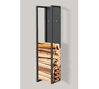 DanDiBo Étagère à bois de cheminée intérieure en métal noir 100 cm avec paroi arrière suspendue au mur 96357 (hauteur 100 cm)
