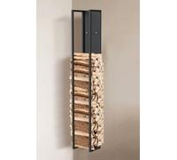 DanDiBo Étagère à bois de cheminée intérieure en métal noir avec paroi arrière suspendue au mur (hauteur 160 cm)