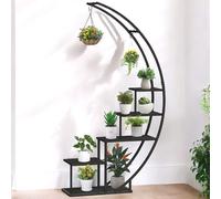 DanDiBo Étagère à fleurs indoor 170 cm de haut Métal noir semi-circulaire 96585 Escalier pour fleurs Grand rond Support pour plantes Design moderne