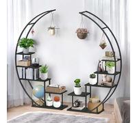 DanDiBo Étagère à fleurs indoor 170 cm de haut Métal Noir Rond 96586 Escalier pour fleurs Grand demi-cercle Support pour plantes Design moderne