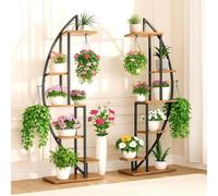 DanDiBo Étagère à fleurs indoor 160 cm de haut Métal Noir Rond 96644 Escalier pour fleurs Grand demi-cercle Support pour plantes Design moderne