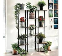 DanDiBo Étagère à fleurs Indoor Métal Noir 6 étages Bois 96584 Escalier pour fleurs 100 cm Support pour plantes Moderne Support pour fleurs Design