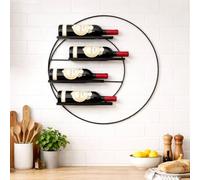 DanDiBo Largo 96213 Étagère à vin murale ronde en métal pour 4 bouteilles Noir 55 cm