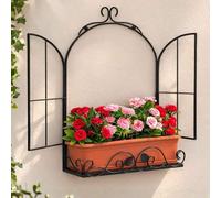 DanDiBo Porte-fleurs mural Fenêtre Noir Métal Porte-fleurs mural Étagère murale Étagère murale