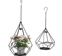 DanDiBo Pot de fleurs Intérieur Métal Mur Plantes suspendues 64 cm & 82 cm 96075 Lot de 2 avec porte 6 coins Pendentif pour plantes Pendentif pour fleurs Pot de fleurs Pot suspendu