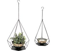 DanDiBo Pot de fleurs Intérieur Métal Mur Plantes suspendues 96095 Lot de 2 avec pot 6 coins Pendentif pour plantes Pendentif pour pots de fleurs Pot de fleurs suspendu