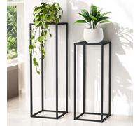 DanDiBo Support pour plantes 96587 Métal 100 cm et 70 cm Noir Angulaire Lot de 2 Tables d'appoint Hautes Tabouret à fleurs Support pour fleurs Design moderne