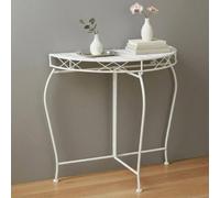 DanDiBo Table console murale Blanc 96313 Table d'appoint en métal 75 cm Table demi-ronde Table de jardin en demi-cercle