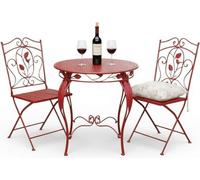 DanDiBo Table de bistrot avec 2 chaises Meuble de jardin Métal Fer antique Rouge Résistant aux intempéries Rosso 96720 Bistroset 2 chaises 1 table Outdoor Ensemble de meubles de jardin 3 pièces Vintag