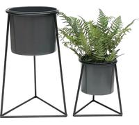 DanDiBo Tabouret à fleurs avec pot Métal Noir Lot de 2 supports pour fleurs 96052 Colonne à fleurs Moderne Support pour plantes Tabouret pour plantes