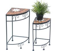 DanDiBo Tabouret à fleurs Merano Mosaïque Lot de 2 12013 Présentoir à fleurs 42 et 52 cm Étagère d'angle Tabouret