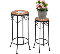 DanDiBo Tabouret pour fleurs Merano Mosaïque Lot de 2 12011 Présentoir pour fleurs 46 et 54 cm Tabouret rond