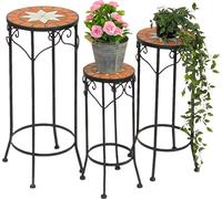 DanDiBo Tabouret pour fleurs Merano Mosaïque Set de 3 pièces 12011 Présentoir pour fleurs 46, 54, 62 cm Tabouret rond