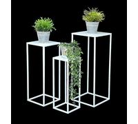 DanDiBo Tabouret pour fleurs Métal Blanc Angulaire Support pour fleurs Table d'appoint 96482 Lot de 3 Colonne pour fleurs Moderne Support pour plantes Tabouret pour plantes