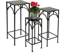 DanDiBo Tabouret pour fleurs Métal Noir Angulaire 50 - 70 cm Support pour fleurs 96132 Set de 3 tables d'appoint Colonne pour fleurs Moderne Support pour plantes Tabouret pour plantes