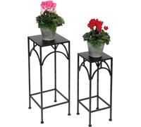 DanDiBo Tabouret pour fleurs Métal Noir Angulaire Support pour fleurs 96132 Lot de 2 tables d'appoint Colonne pour fleurs Moderne Support pour plantes Tabouret pour plantes