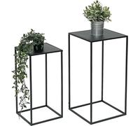DanDiBo Tabouret pour fleurs Métal Noir Angulaire Support pour fleurs Table d'appoint 96312 Lot de 2 Colonnes pour fleurs Moderne Support pour plantes Tabouret pour plantes