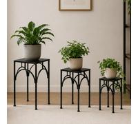 DanDiBo Tabouret pour fleurs Métal Noir Angulaire Support pour fleurs Table d'appoint 96449 Lot de 3 supports pour plantes Colonne pour fleurs Moderne Tabouret pour plantes