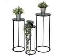 DanDiBo Tabouret pour fleurs Métal Noir Rond Support pour fleurs Table d'appoint 96316 Lot de 3 Colonne pour fleurs Moderne Support pour plantes Tabouret pour plantes