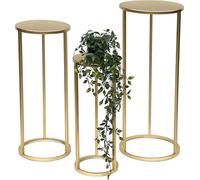 DanDiBo Tabouret pour fleurs Métal Or Rond Support pour fleurs Table d'appoint 96510 Lot de 3 Colonne pour fleurs Moderne Support pour plantes Tabouret pour plantes