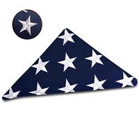 DANF Drapeau commémoratif américain 100% coton robuste pour vétéran, étoiles brodées, rayures cousues, œillets en laiton pour vitrine, 1,5 x 2,9 m