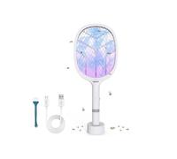 DANGZW Raquette Moustique Electrique, 4800V Raquette Electrique Insectes 2en1 avec Base de Charge USB, Batterie LAMPE ANTI-INSECTE