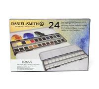 Daniel Smith Color Hand Poured Pan Set with BONUS Metal Box and Empty Half Pans, 24 unités (lot de 1)