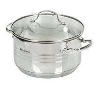 Daniks Tokio Marmite INOX | Faitout avec Couvercle en Verre Tous Feux Dont Induction | 4.75 L, Ø 22 cm
